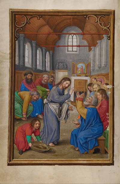 Christus wäscht den Aposteln die Füße von Simon Bening